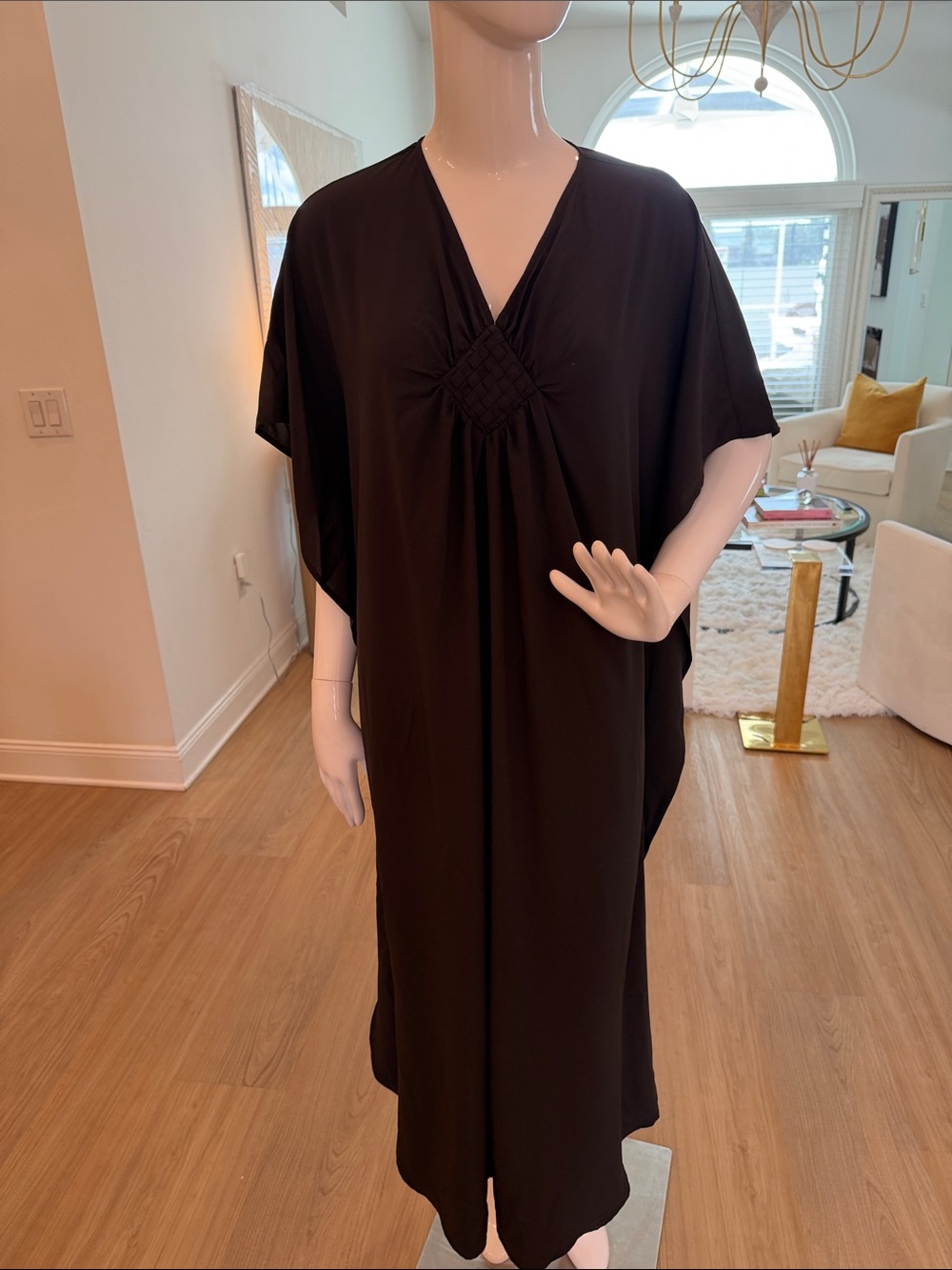Women’s Black V-Neck Swim Cover-Up or Dress Caftan